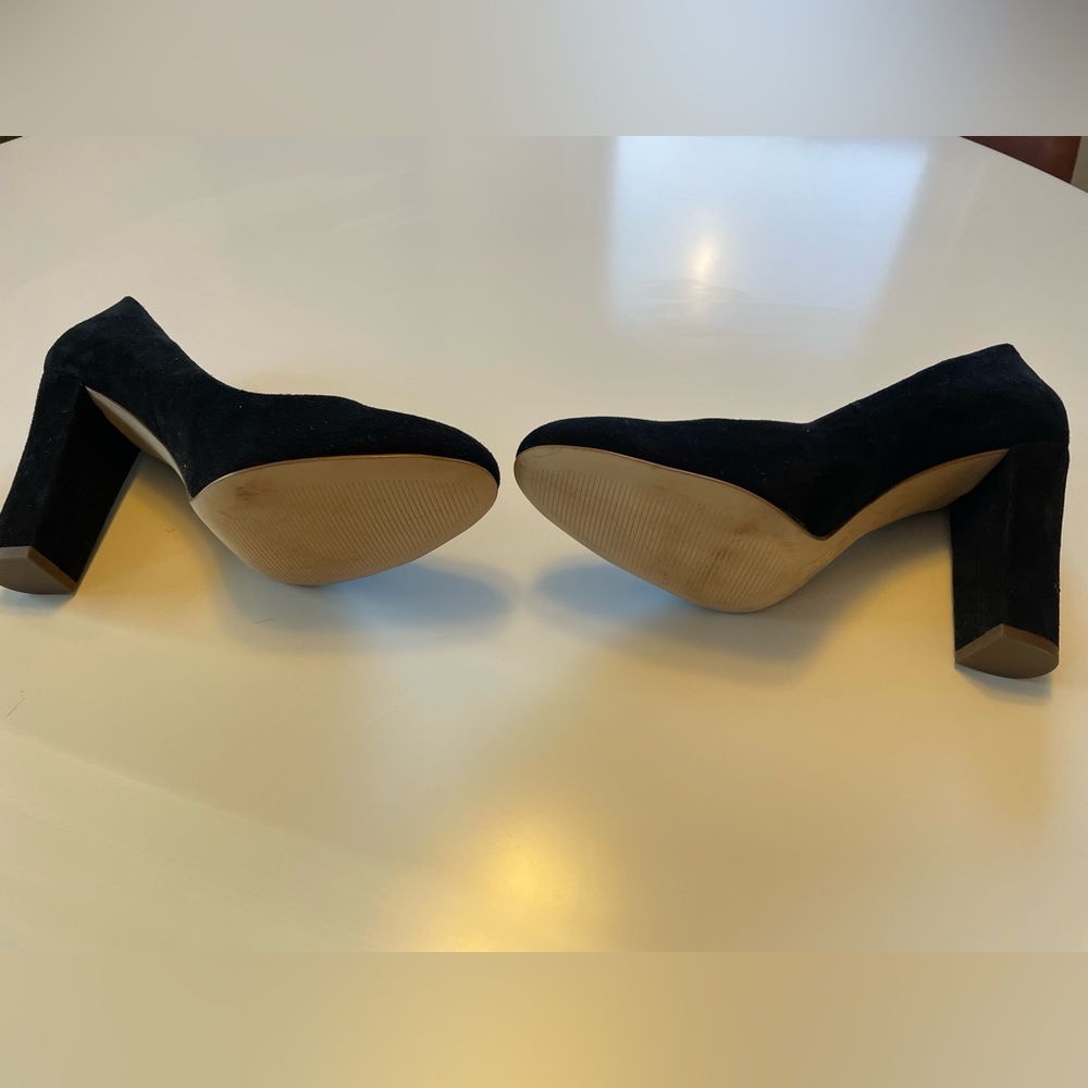 Black suede pumps by J.Crew. Worn once. 4 inch heel. Excellent condition.